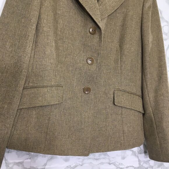 SUIT STUDIO TAN 3 BUTTON LONG SLEEVE BLAZER 6P - Picture 5 of 10